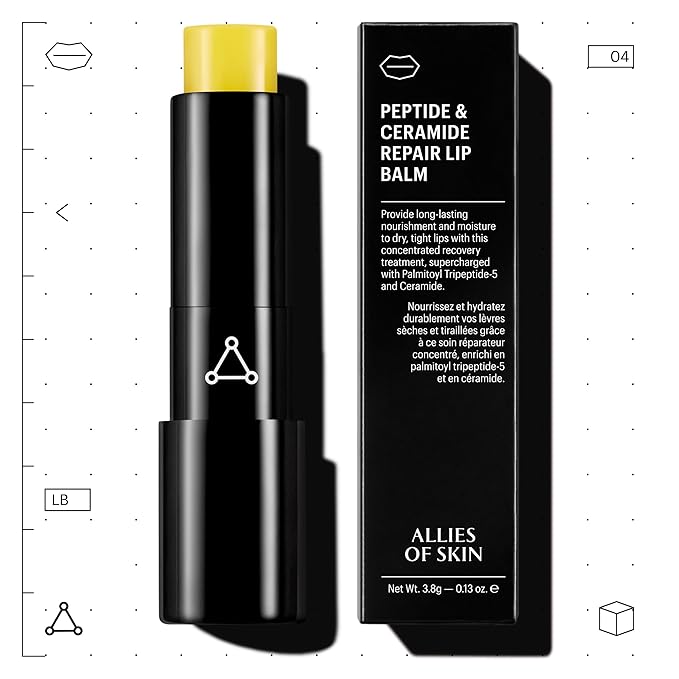 Allies of Skin Peptide & Ceramide Repair Lip Balm with Palmitoyl Tripeptide-5, Ceramide NP, Sea Buckthorn Oil, Avocado Oil, Sunflower Seed Oil, Shea Butter, Vitamin C & E. 3.8g/ 0.13 oz-VivaGrace Women