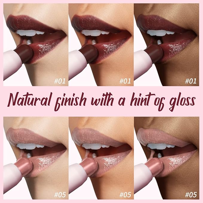 2PCS Tinted Lip Balm Chapstick with Color, Natural Semi - Gloss Finish, Hydrating/Coloring 2 in 1 Moisturizer Lip Stick for Girls & Women #01＋#05-VivaGrace Women