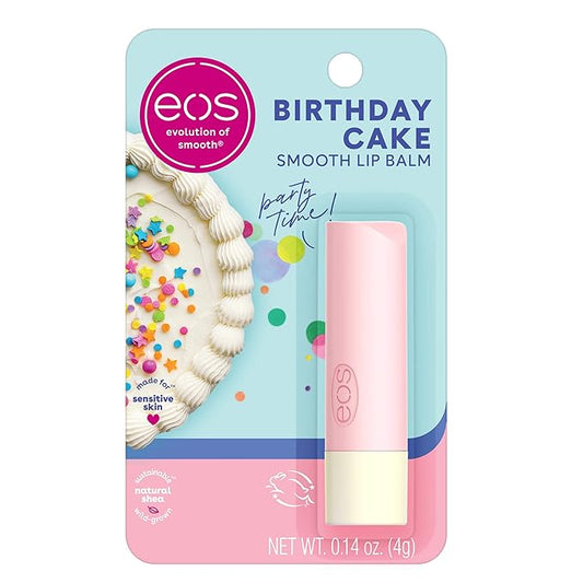 eos Natural Shea Lip Balm- Birthday Cake, All-Day Moisture Lip Care Products, 0.14 oz-VivaGrace Women