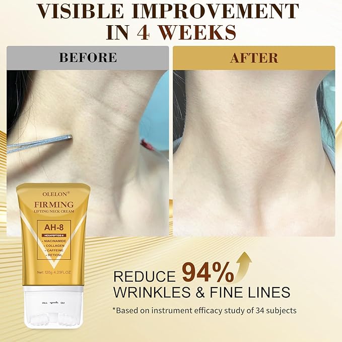 [2025 Upgrade] AH8 Firming Neck Cream with Roller - Tightening & Lifting Cream for Sagging Skin, 8-HA Clockwise Neck Cream for Face & Body Skin Tightening Cream with Massage Roller-VivaGrace Women