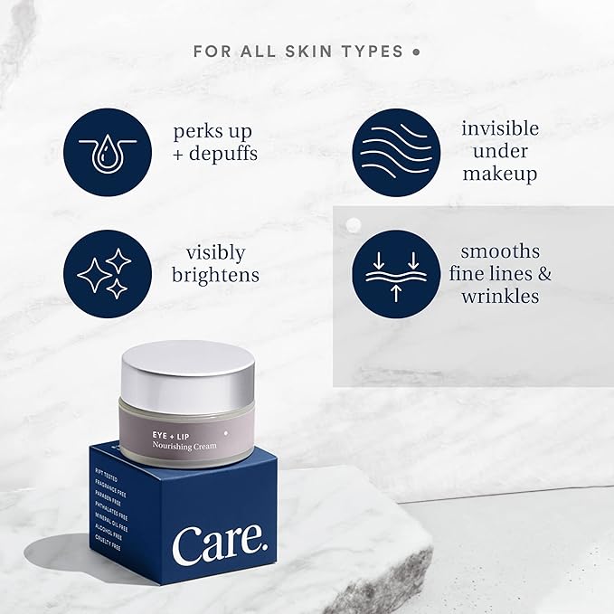 Eye+Lip Nourishing Cream with Caffeine, Vitamin K, Vitamin C, and Peptides. De-Puffs and Reduces Dark Circles. Fragrance-Free, Cruelty-Free. (0.5 ounce) (0.5 oz)-VivaGrace Women