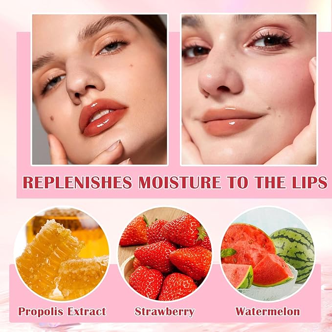 Honey Lip Balm (Strawberry, Watermelon) - Smooth, Hydrating Propolis Lip Mask Overnight Scrubs Exfoliator, Natural Ingredients, Lip Care Set-VivaGrace Women