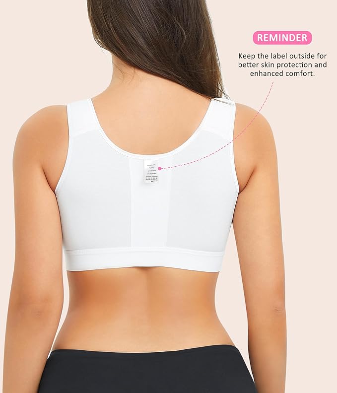 BRABIC Zip Front Closure Everyday Bra for Women Post Surgery Compression Support with Adjustable Straps Wirefree-VivaGrace Women