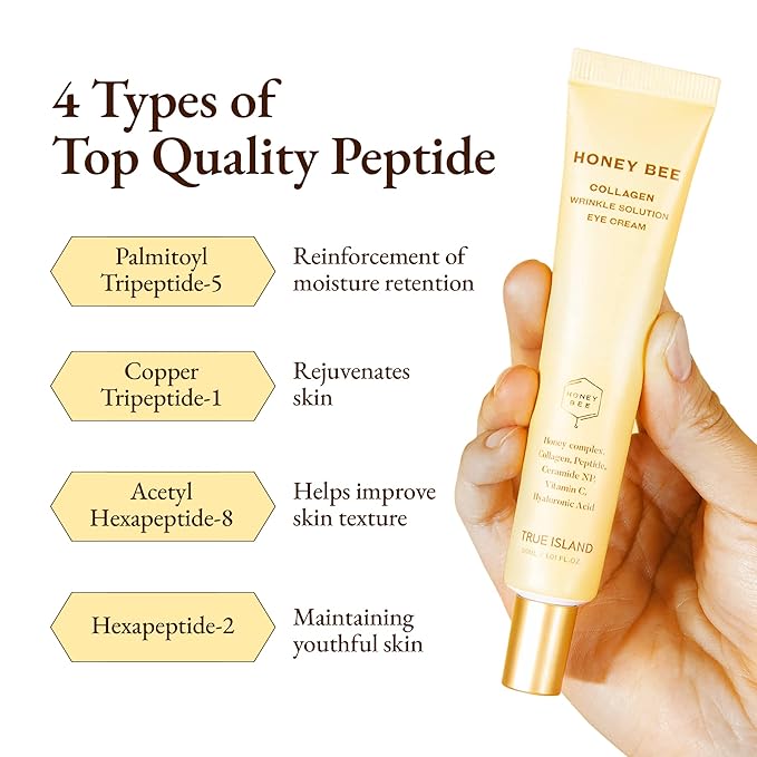 Honey Bee Collagen Fine Line Firming Eye Cream for Puffiness and Bags Under Eyes w/Vitamin C, 4 Peptides & Niacinamide | Bright and Tight Under Eye Cream for Dark Circles 1.01 fl oz-VivaGrace Women