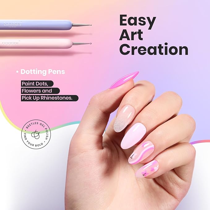 Beetles Nail Art Brushes, 6pcs Nail Art Tool Set, Nail Double-headed Dotting Tools, Striping Nail Art Brushes for Long/Short Lines, Nail Drawing Pen with Nail Brush Holder&Palette For Nail Design-VivaGrace Women