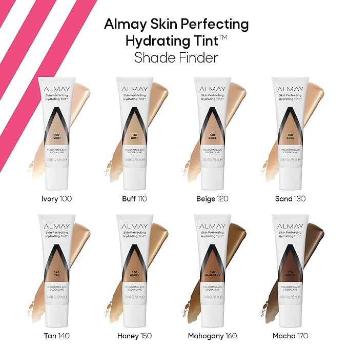 Almay Hydrating Liquid Foundation Tint, Lightweight with Light Coverage, Naturally Dewy Finish, Hypoallergenic, Dermatologist TestedFragrance Free, 130 Sand, 0.94 fl oz.-VivaGrace Women