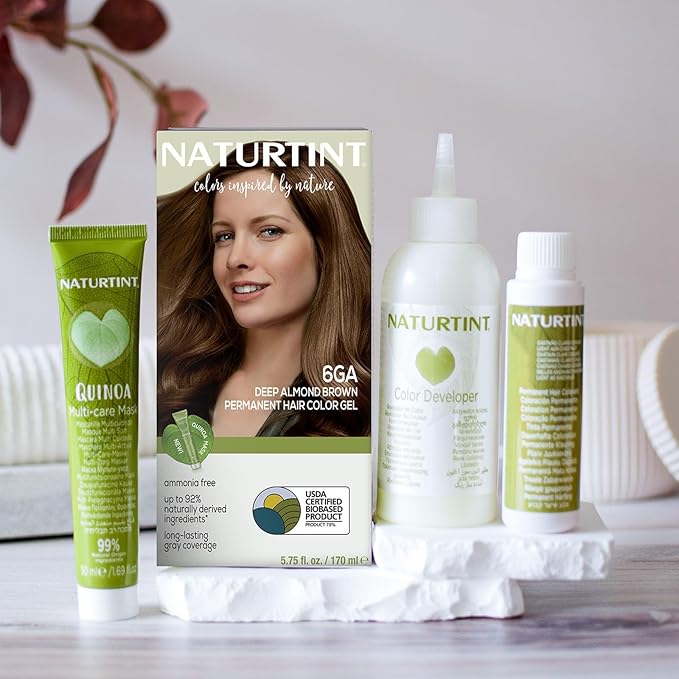 Naturtint 6GA Deep Almond Brown Permanent Hair Color (Pack of 1), Ammonia Free, Vegan, Cruelty Free, up to 100% Gray Coverage, Long Lasting Results (Packaging may vary)-VivaGrace Women