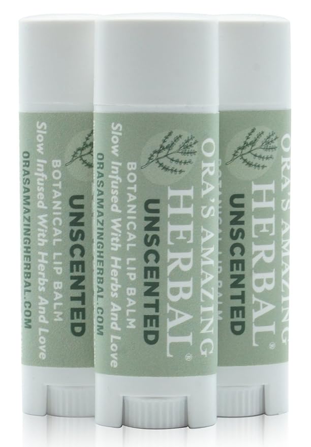 Unscented Lip Balm, Herbal Lip Balm, Healing Lip Balm, Balm for Perioral Dermatitis, Very Dry Lips, Natural Fragrance Free Beeswax Lip Balm (Unscented Pack of 3)-VivaGrace Women