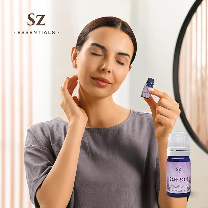 Saffron Essential Oil, 100% Pure, Extracted from Stigmas of The Saffron Flower - Spicy & Floral Scent with Earthy Overtones - Therapeutic Grade & Vegan - 0.17oz (5ml)-VivaGrace Women