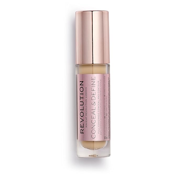 Makeup Revolution Conceal and Define Concealer, Full Coverage & Matte Finish, C9.2 for Medium/Tan Skin Tones, Vegan & Cruelty-Free, 0.7 Fl Oz-VivaGrace Women
