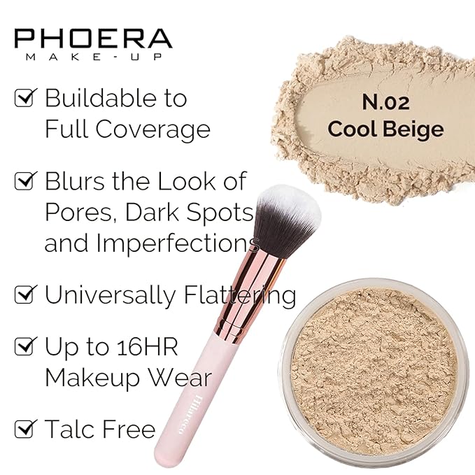 PHOERA Foundation, Full Coverage Foundation, PHOERA Primer, PHOERA Powder, PHOERA Makeup Set, Kabuki Makeup Brushes Foundation Brush Powder Brush,2 Pcs Makeup Sponge (102 Nude + 104 Buff Beige)-VivaGrace Women