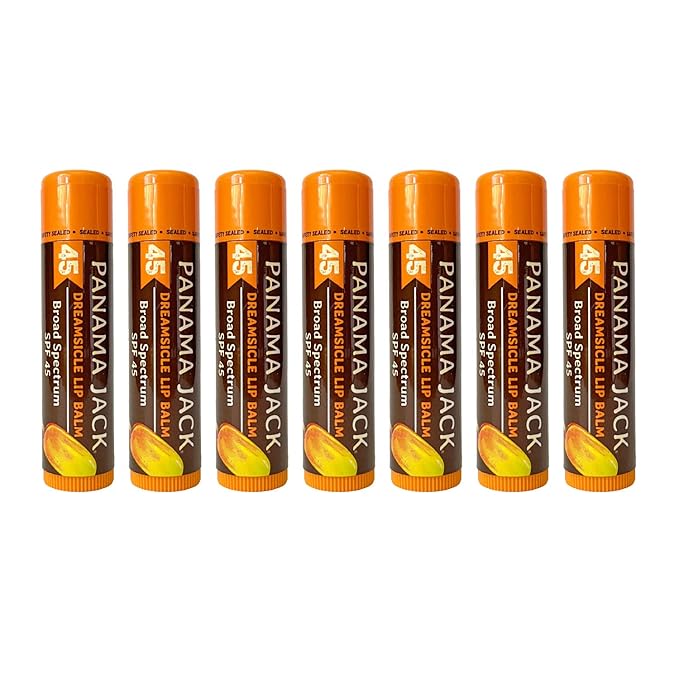 Panama Jack Sunscreen Lip Balm - SPF 45, Broad Spectrum UVA-UVB Sunscreen Protection, Prevents & Soothes Dry, Chapped Lips, Dreamsicle, Pack of 7-VivaGrace Women