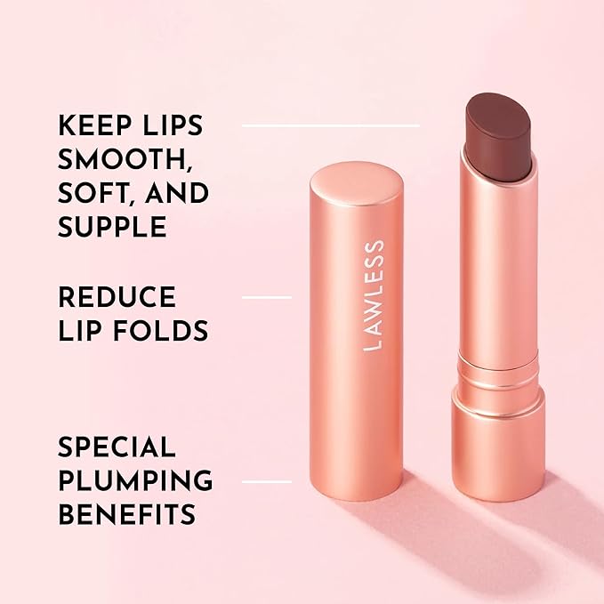 LAWLESS Forget the Filler Lip Plumping Line Smoothing Tinted Balm, Amaretto, Brown, 0.09 Ounce-VivaGrace Women