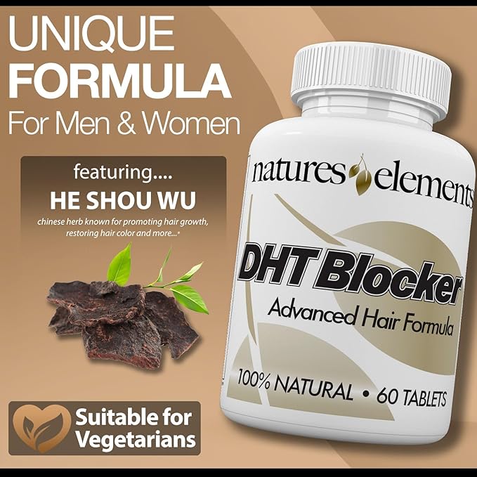 Natures Elements DHT Blocker – Herbal Formula with Saw Palmetto, Fo-Ti & Beta-Sitosterol – Supports Hair Regrowth & Gray Hair Reversal – 60 Tablets – Non-GMO, Vegetarian-VivaGrace Women
