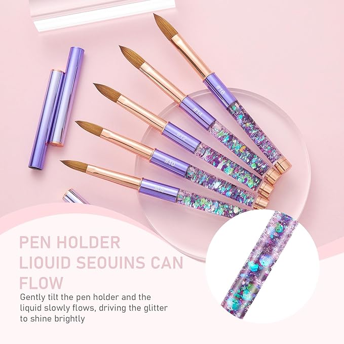 Acrylic Nail Brush Size #10, KEMEISI 100% Pure Kolinsky Nail Art Brushes Sturdy Handle Oval Shaped Acrylic Powder Nail Design Tools for Professional Manicure DIY Home Salon (Purple)-VivaGrace Women