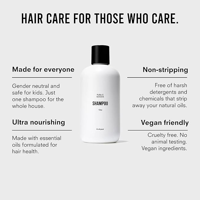 Public Goods Shampoo for Women & Men | Natural Gentle Shampoo to Cleanse & Nourish All Hair Types | Made with Organic Essential Oils | Sulfate & Paraben Free | Vegan | Made in Canada | 12 Fl Oz Bottle-VivaGrace Women