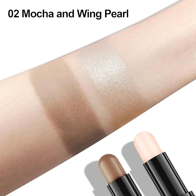 FV Cream Contour Stick, 2-in-1 Face Shaping Stick for Highlighting & Contouring, Bronzer Stick，Long Lasting & Waterproof，Non-Sticky Highlighter Makeup Pen for Light/Medium Skin Tones, 0.26oz (7.5g)-VivaGrace Women