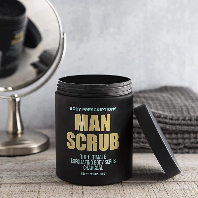 Body Prescriptions Men’s Exfoliating Body Scrub – Ultimate Skin Cleansing Wash in Jar with Twist-Top Lid, For All Skin Types, 21 Ounce (Pack of 2), Charcoal-VivaGrace Women