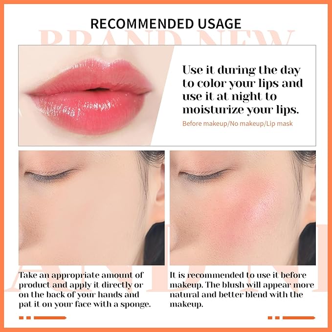 CHARMACY Magic Color Lip & Cheek Balm, PH Color Changing Blusher for Cheeks, Long Lasting Moisturizing Multi Use cream Waterproof Blush Makeup, PERSIMMON JELLY (#04)-VivaGrace Women