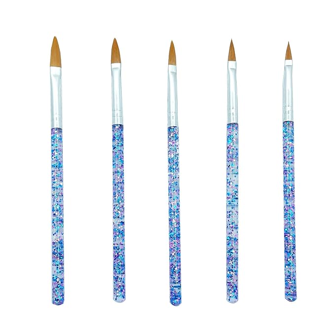 5pcs Nail Art Brushes Set, Nail Art Design Pen Painting Tools with Nail Extension Gel Brush, Nail Polish Brush, Builder Nail Gel Brush, Nail Dotting Pen Salon at Home Diy Manicure (Blue)-VivaGrace Women