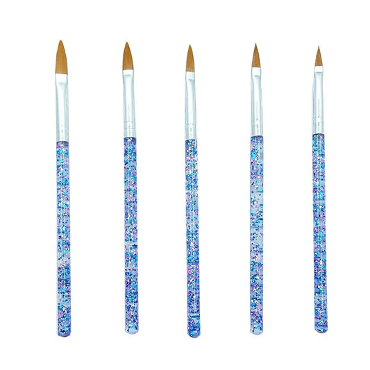 5pcs Nail Art Brushes Set, Nail Art Design Pen Painting Tools with Nail Extension Gel Brush, Nail Polish Brush, Builder Nail Gel Brush, Nail Dotting Pen Salon at Home Diy Manicure (Blue)-VivaGrace Women