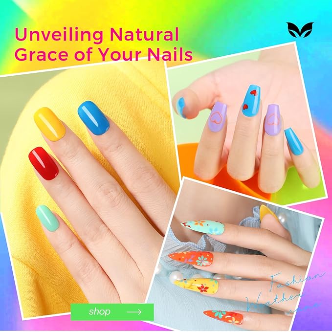 Morovan Bright Nail Polish Set: Neon Rainbow Gloss Active Fingernail Polish Kit Quick Air Dry Regular Mini Toe Bulk DIY Art Salon Summer Gift for Women