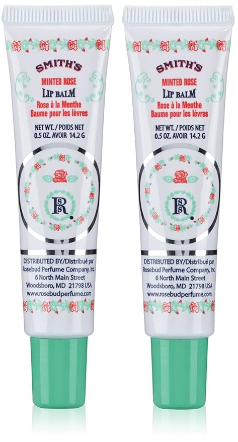 Smith's Rosebud Perfume Co. Minted Rose Lip Balm in a Tube,0.5 Ounce (Pack of 2)-VivaGrace Women