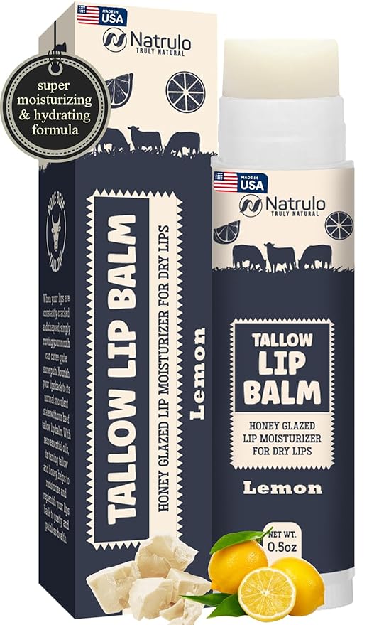 Beef Tallow Lip Balm – Natural Tallow Beeswax Chapstick – Hydrating Moisturizer Grass Fed Bison Tallow Balm Lip Care – Soothes Chapped, Dry Lips, Sensitive Skin – Long Lasting & Vitamin Rich USA-Made-VivaGrace Women