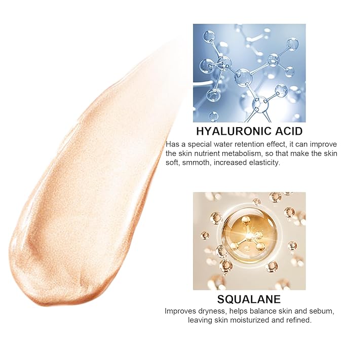 Natural Glow Liquid Filter Makeup, Longwear Face Luminizer, Complexion Booster For Any Part of the Body, Liquid Highlighter with Brush Kit, Infused Hyaluronic Acid, 1.06 fl oz (#02 FAIR/LIGHT)-VivaGrace Women
