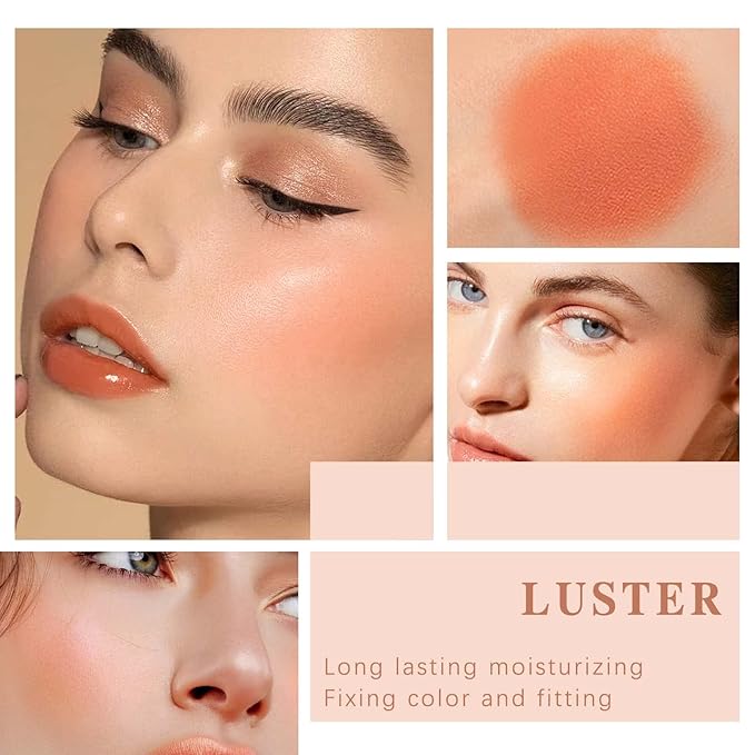 Cream Blush Stick for Cheeks Makeup, Waterproof Face Blush Stick Multi-Use Lip and Cheek Tint, Matte Finish Easy to Blend Lightweight Natural Cream Blusher Makeup for All Skin Tones-Orange-VivaGrace Women