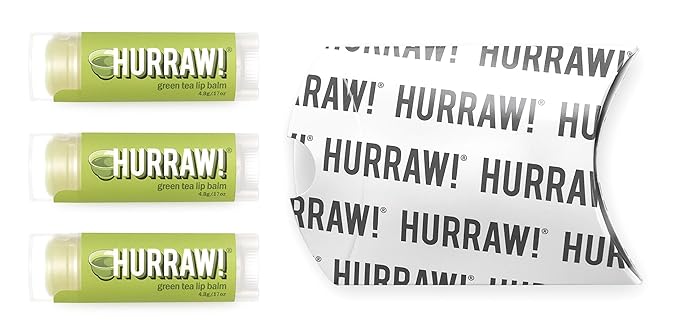 Hurraw! Green Tea Lip Balm, 3 Pack: Organic, Certified Vegan, Cruelty and Gluten Free. Non-GMO, 100% Natural Ingredients. Bee, Shea, Soy and Palm Free. Made in USA-VivaGrace Women