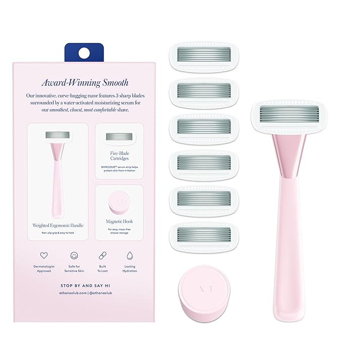 Women's Razor Shave Kit, 1 Rose Razor Handle + 6 Blade Refills-VivaGrace Women