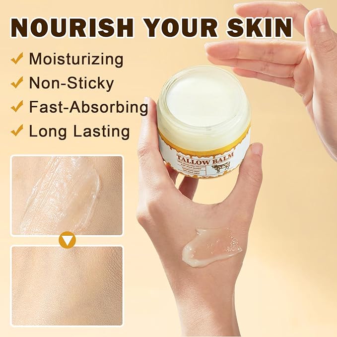 Beef Tallow and Honey Balm for Skin Tallow Face Moisturizer Natural Organic Tallow Honey All body Balm Tallow Body Moisturizer 2 Oz-VivaGrace Women