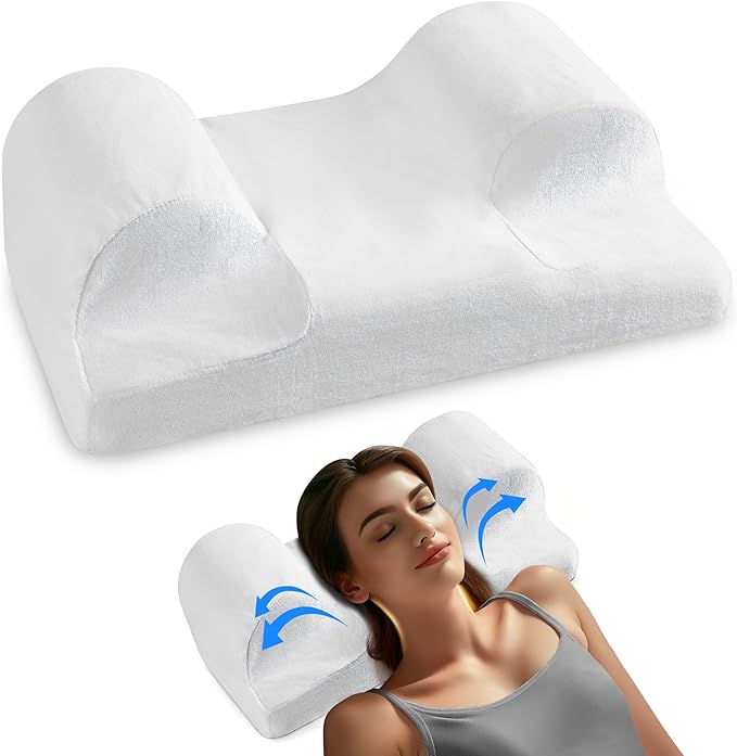 YourFacePillow, Back Sleeper Beauty Pillow, Cervical Neck Pillow, Patented Contour Memory Foam Pillow, Ergonomic Neck, Back and Shoulder Support. Back Sleeping Reduces Pressure on Skin - Standard-VivaGrace Women