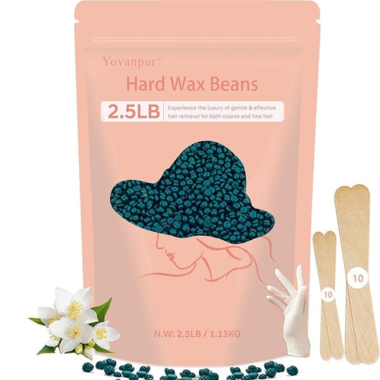 2.5lb Hard Wax Beads For Hair Removal, Yovanpur Waxing Beans for Sensitive Skin, Face, Eyebrows, Bikini, Brazilian, Legs and Full Body Bulk-VivaGrace Women