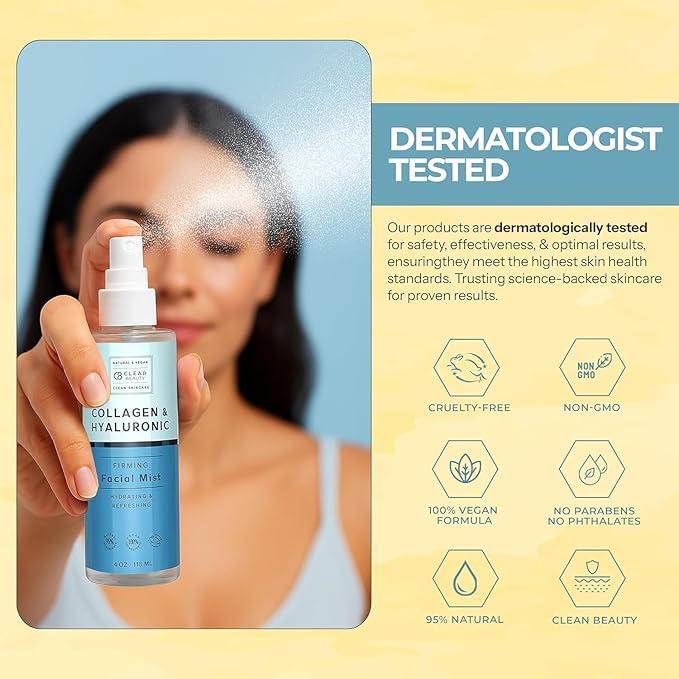 Hyaluronic Acid & Collagen Face Mist - Dermatologist Tested, Moisturizes & Tones Skin, Anti-Aging, Natural Ingredients, Cruelty-Free Korean Skin Care - All Skin Types - 4 OZ (2 Pack)-VivaGrace Women
