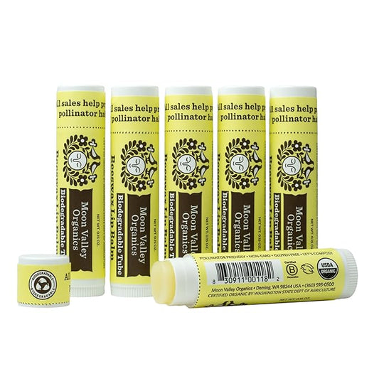 Moon Valley Organics Beeswax Lip Balm for Moisturizing Lips and Cuticles (VELVETY VANILLA, 6-Pack)-VivaGrace Women