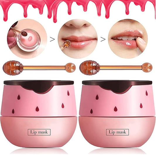 2 Pack Strawberry Lip Mask Strawberry Lip Balm Pot Propolis Moisturizing Hydrating Lip Sleeping Mask Prevention Dry and Cracked Lip Scrubs Exfoliator (2-Strawberry)-VivaGrace Women