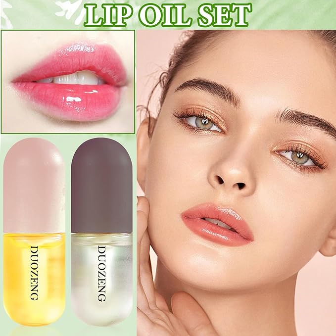 Lip Plumper Set,Lip Plumper Oil Gloss Moisturizing Lip Plumper Lip Care Serum,Hydrating Plump Gloss Reduce Fine Lines,Lip Plumper for Day & Night Use Set B（2Pcs）-VivaGrace Women