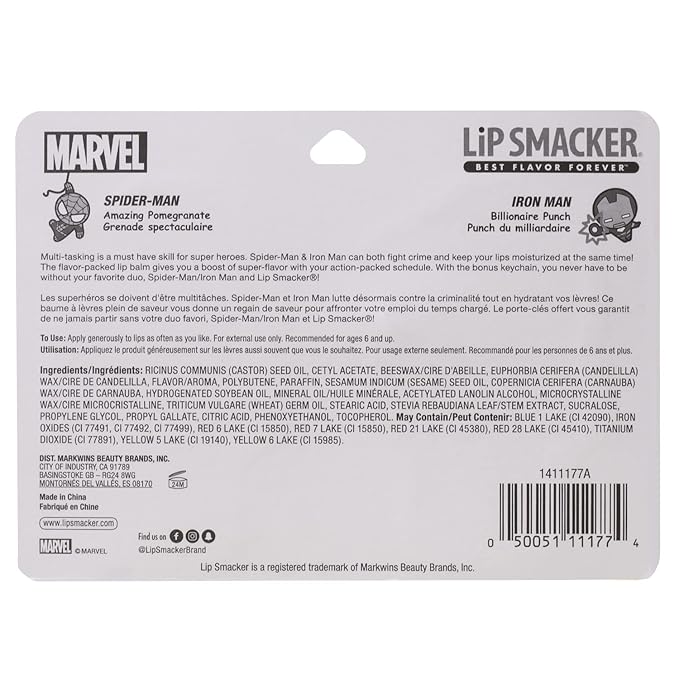 Lip Smacker Marvel, keychain, lip balm for kids - Spiderman & Captain America-VivaGrace Women