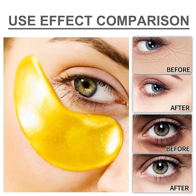 24K Collagen Eye Mask 60 Pcs Moisturzing Eye Pads for Puffy Eyes, Dark Circles, Under Eye Bags, Anti-Wrinkle, Moisturizing, Eye Skin Care Fast Absorption Eye Patches Gel for Women Man-VivaGrace Women