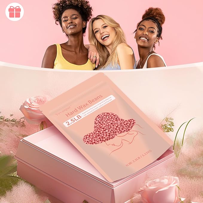 Hard Wax Beads, 2.5 lb Wax Beans for Hair Removal, Ideal for Sensitive skin, Brazilian, Bikini, Face, Eyebrows, Underarms and Full Body Waxing Bulk (Pink)-VivaGrace Women