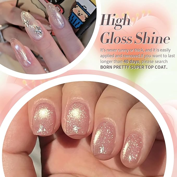 Born Pretty Cat Magnetic Eye Gel Nail Polish Spring Summer Pastel Shimmer Glitter Holographic Cat Magnetic Eye Gel Crystal Glass Cat Magnetic Gel Polish Manicure Nail Art DIY at Home 6PCS-VivaGrace Women