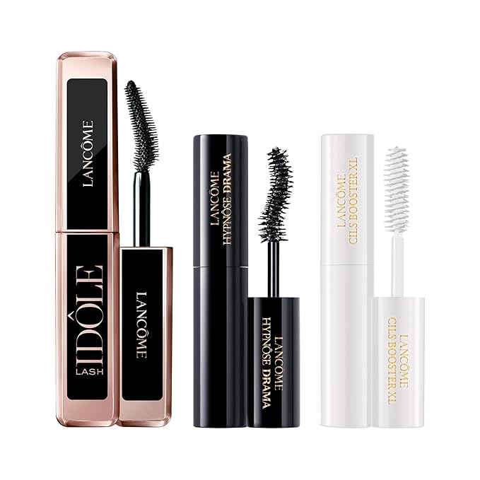 Glam Lashes On-The-Go Travel Size Mascara Gift Set - Cils Booster XL Enhancing Lash Primer 0.13 Fl Oz, Lash Idôle 0.16 Fl Oz, and Hypnôse Drama 0.13 Fl Oz