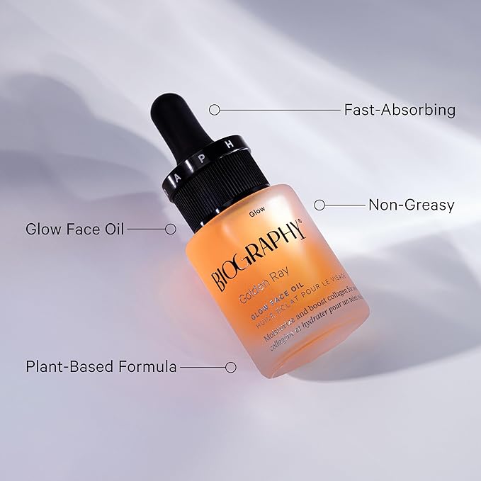 Golden Ray Glow Face Oil, 13ml. Collagen Boosting, Natural Skincare Moisturizing & Hydrating Facial Oil for Women. Incr Elasticity w/French Marine Algae, Jojoba & Rosehip for Fine Lines & Wrinkles-VivaGrace Women