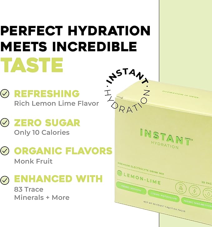 Instant Hydration Electrolytes Powder Packets - Lemon Lime Drink Mix - Zero Sugar - Keto, Vegan, Gluten-Free, Non-GMO - Boost Recovery, Brain Health, Muscle & Tissue Support- 30 Sticks-VivaGrace Women