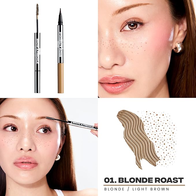 Sacheu Brow & Freckle STAY-N Tinted Eyebrow Gel & Faux Freckle Pen — 2-in-1 Longwear Water Resistant Brows Tint, Cruelty-Free & Vegan, Blonde Roast-VivaGrace Women