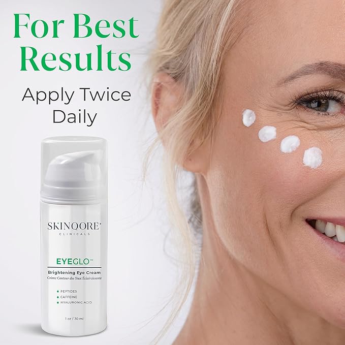 EyeGLO Caffeine Eye Cream for Dark Circles, Eye Bags, and Puffiness | Under Eye Treatment for Women with Peptides, Antioxidants, Hyaluronic Acid | Natural Brightening Eye Cream - 1 Oz-VivaGrace Women