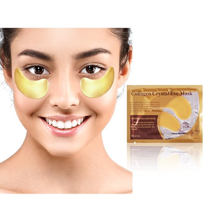 MEICOLY 30 Pads Lip and Eye Mask Sheet Moisturizing Gold Under Eye Mask Gel Crystal Collagen Anti-Aging Eye Patches Dark Circle Remover with Box,B-VivaGrace Women