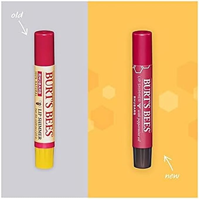 Burt's Bees Shimmer Lip Tint Set, Tinted Lip Balm Stick, Moisturizing for All Day Hydration with Natural Origin Glowy Pigmented Finish & Buildable Color, Rhubarb (4-Pack)-VivaGrace Women